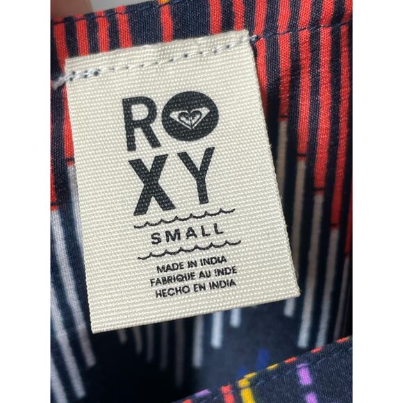 Roxy Sundress Dress Size Small Colorful Babydoll V-neck Spaghetti Straps Zipper - Picture 4 of 6